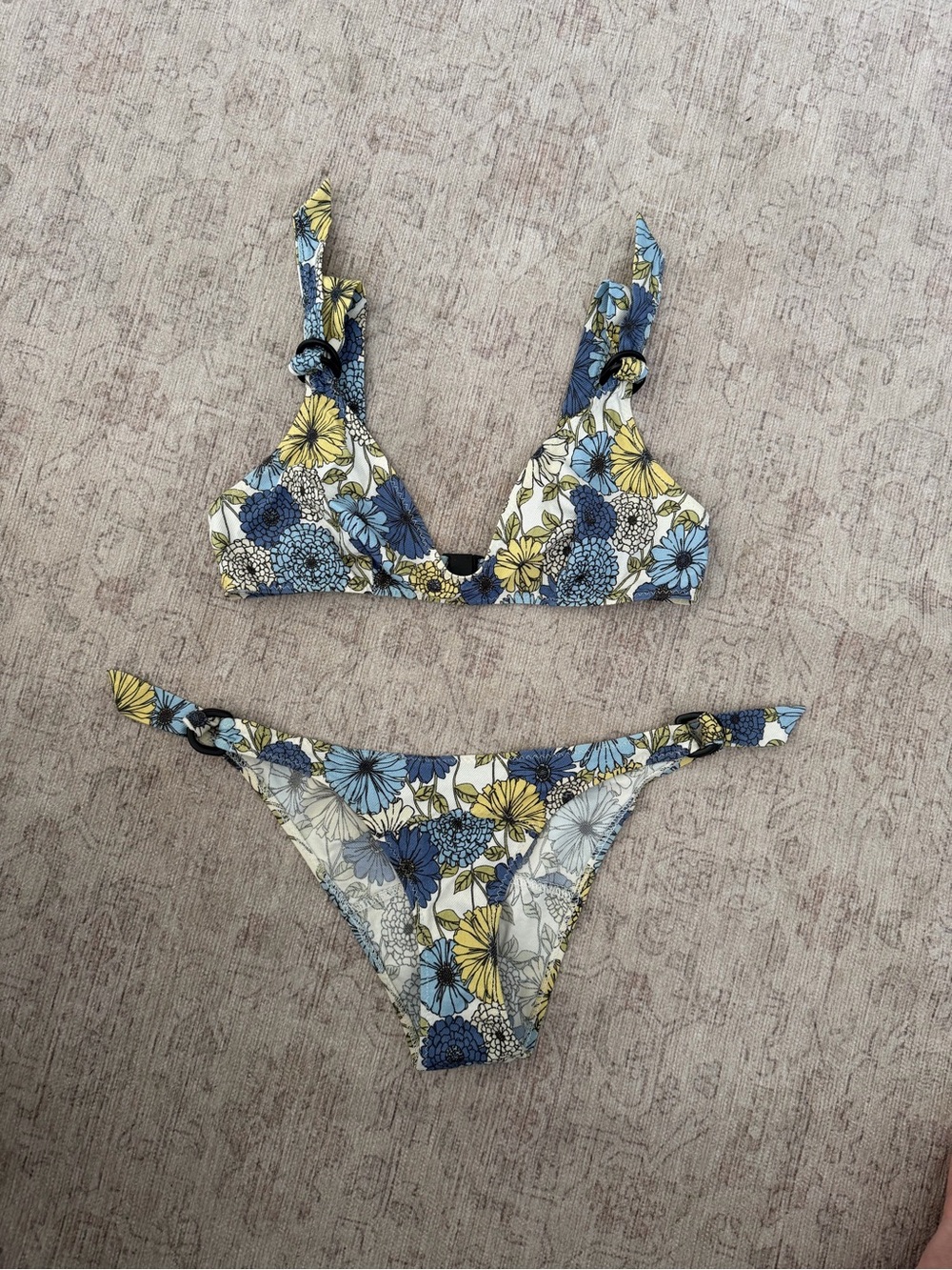 Lisa Marie Fernandez Blue, Yellow & White Floral Bikini Set